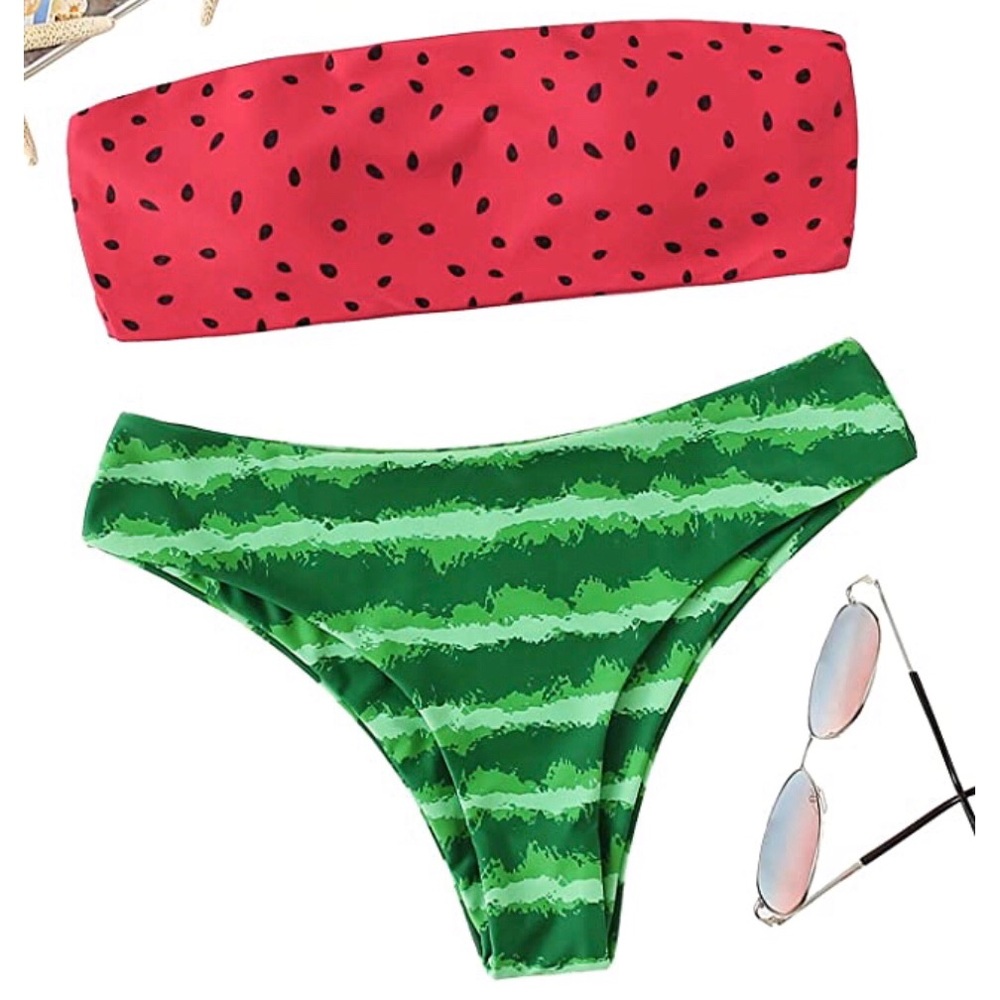 🌸 Watermelon bandeau bikini
